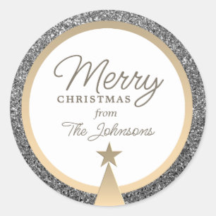 Elegant Gold Calligraphy Christmas Classic Round Sticker