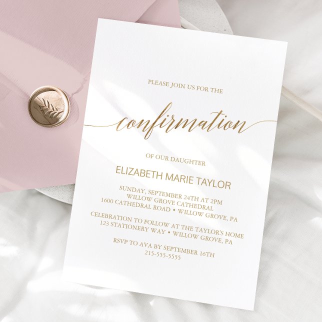 Elegant Gold Calligraphy Confirmation Invitation (Creator Uploaded)