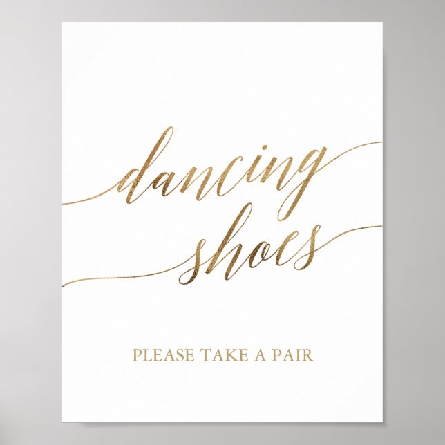Elegant Gold Calligraphy Dancing Shoes Sign (Front)