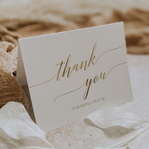 Elegant Gold Calligraphy DJ Thank You Card