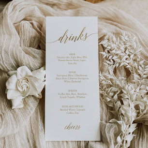 Elegant Gold Calligraphy Drink Menu Card