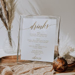 Elegant Gold Calligraphy Drink Menu Sign<br><div class="desc">This elegant gold calligraphy drink menu sign is perfect for a simple wedding. The neutral design features a minimalist poster decorated with romantic and whimsical faux gold foil typography. Personalize the sign with the drinks available at your reception. Please Note: This design does not feature real gold foil. It is...</div>