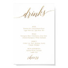 Elegant Gold Calligraphy Drink Menu Sign