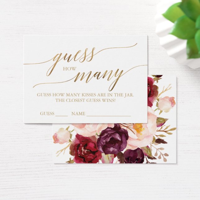 Elegant Gold Calligraphy & Floral How Many Kisses (Desk)