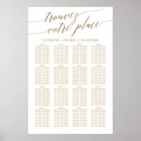 Elegant Gold Calligraphy French Seating Chart