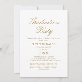 Elegant Gold Calligraphy Graduation Party  Invitation