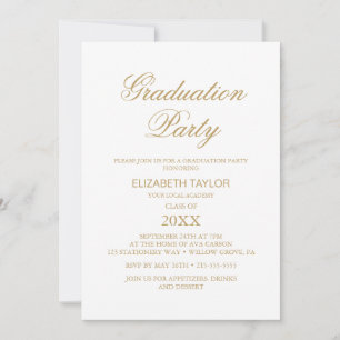Elegant Gold Calligraphy Graduation Party  Invitation