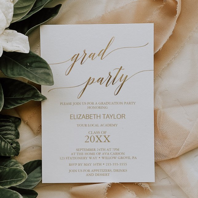 Elegant Gold Calligraphy Graduation Party Invitation (Creator Uploaded)
