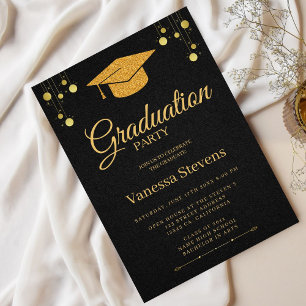 Elegant Gold Calligraphy Graduation Party  Invitation