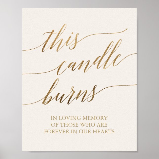 Elegant Gold Calligraphy | Ivory Candle Burns Sign (Front)