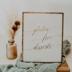 Elegant Gold Calligraphy Ivory Gluten Free Dessert Poster