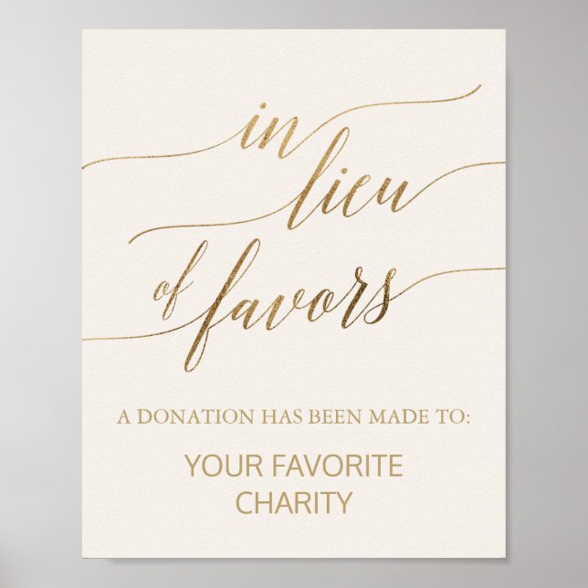 Elegant Gold Calligraphy | Ivory In Lieu Of Favour Poster (Front)