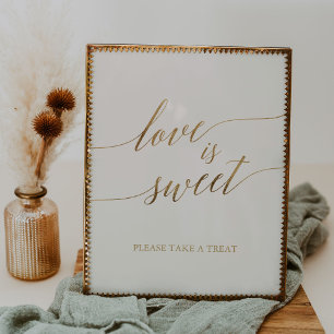 Elegant Gold Calligraphy Ivory Love is Sweet Sign
