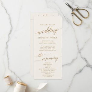Elegant Gold Calligraphy   Ivory Wedding Program