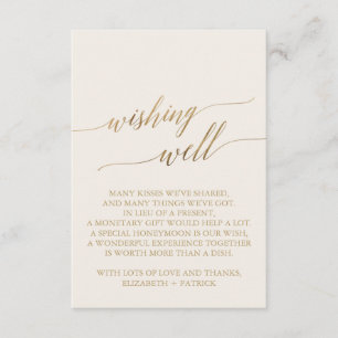 Elegant Gold Calligraphy Ivory Wishing Well Enclosure Card