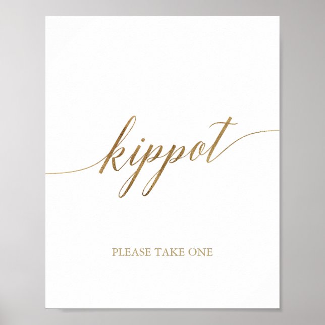 Elegant Gold Calligraphy Kippot Poster (Front)