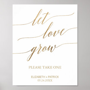 Elegant Gold Calligraphy Let Love Grow Favour Sign