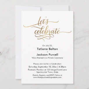 Elegant Gold Calligraphy Let's Celebrate Reception Invitation