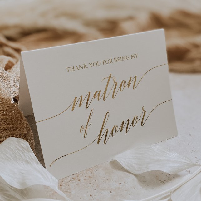 Elegant Gold Calligraphy Matron of Honour Thank You Card (Creator Uploaded)