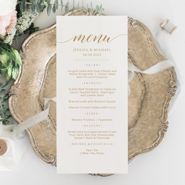 Elegant Gold Calligraphy Menu Card (Creator Uploaded)