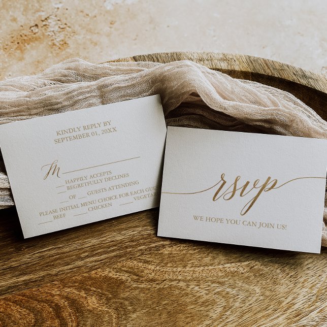 Elegant Gold Calligraphy Menu Choice RSVP Card (Creator Uploaded)