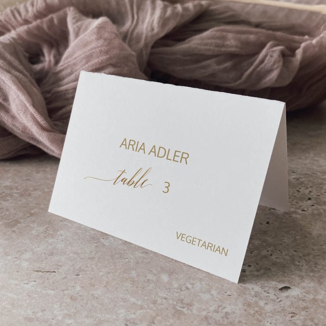 Elegant Gold Calligraphy Menu Option Place Cards (Creator Uploaded)