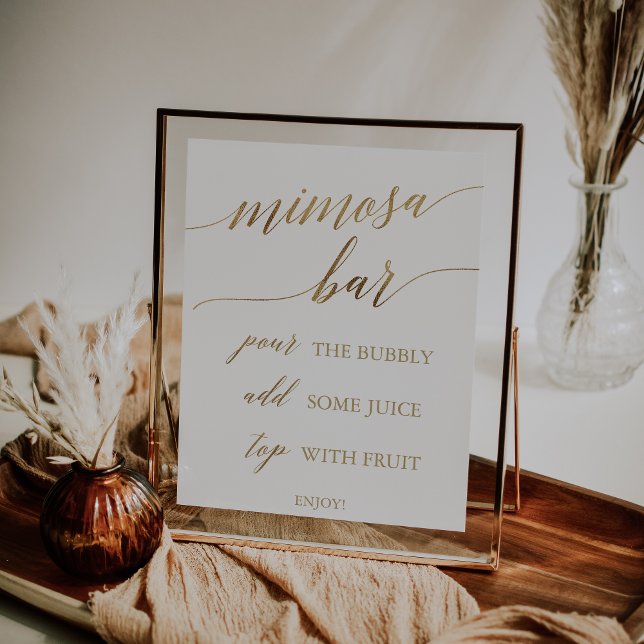 Elegant Gold Calligraphy Mimosa Bar Sign (Creator Uploaded)