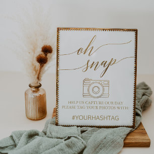 Elegant Gold Calligraphy Oh Snap Sign