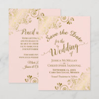 Elegant Gold Calligraphy on Blush Pink Wedding