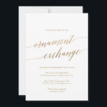 Elegant Gold Calligraphy Ornament Exchange Invitation<br><div class="desc">This elegant gold calligraphy ornament exchange invitation card is perfect for a simple holiday event. The neutral design features a minimalist invitation decorated with romantic and whimsical faux gold foil typography. Please Note: This design does not feature real gold foil. It is a high quality graphic made to look like...</div>