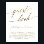 Elegant Gold Calligraphy Ornament Guest Book Sign<br><div class="desc">This elegant gold calligraphy ornament guest book sign is perfect for a simple wedding. The neutral design features a minimalist poster decorated with romantic and whimsical faux gold foil typography. Please Note: This design does not feature real gold foil. It is a high quality graphic made to look like gold...</div>