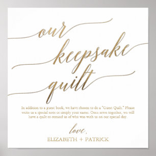Elegant Gold Calligraphy Our Keepsake Quilt Poster