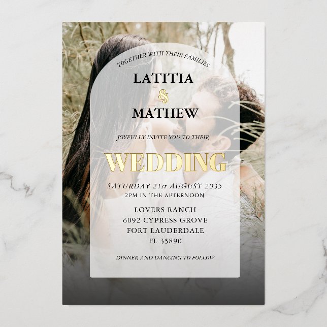 Elegant Gold Calligraphy Photo Arch Wedding (Front)