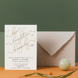 Elegant Gold Calligraphy Photo Rehearsal Dinner Invitation