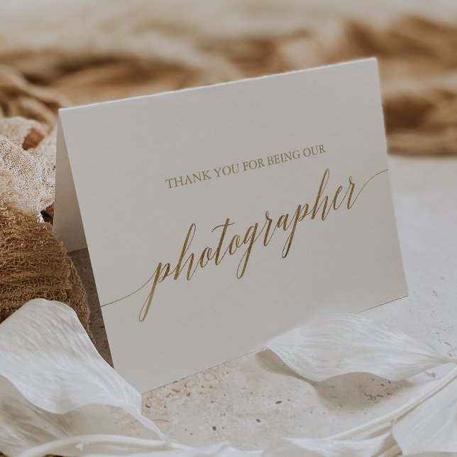 Elegant Gold Calligraphy Photographer Thank You Card (Creator Uploaded)