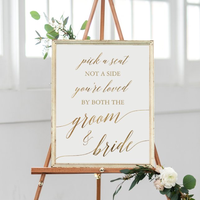 Elegant Gold Calligraphy Pick A Seat Sign (Creator Uploaded)
