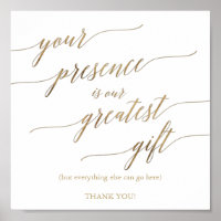 Elegant Gold Calligraphy Presence is Greatest Gift