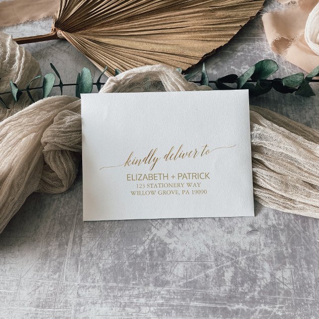 Elegant Gold Calligraphy Printed Address RSVP Envelope (Creator Uploaded)