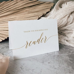 Elegant Gold Calligraphy Reader Thank You Card