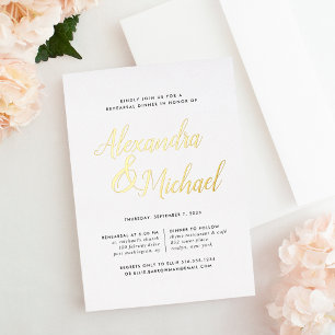 Elegant Gold Calligraphy Rehearsal Dinner