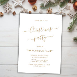 Elegant Gold Calligraphy Script Christmas Party Invitation
