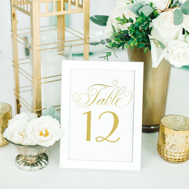 Elegant Gold Calligraphy Script Wedding Table Number (Creator Uploaded)