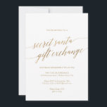 Elegant Gold Calligraphy Secret Santa Invitation<br><div class="desc">This elegant gold calligraphy secret Santa invitation card is perfect for a simple holiday event. The neutral design features a minimalist invitation decorated with romantic and whimsical faux gold foil typography. Please Note: This design does not feature real gold foil. It is a high quality graphic made to look like...</div>