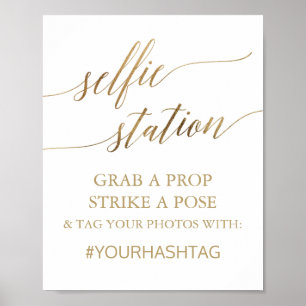 Elegant Gold Calligraphy Selfie Station Sign