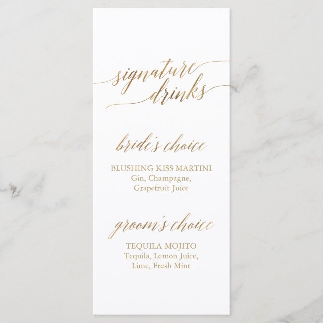 Elegant Gold Calligraphy Signature Drinks Menu (Front)