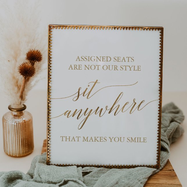 Elegant Gold Calligraphy Sit Anywhere Sign (Creator Uploaded)