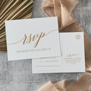 Elegant Gold Calligraphy Song Reques RSVP Postcard