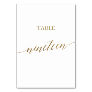 Elegant Gold Calligraphy Table Number Nineteen