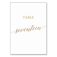 Elegant Gold Calligraphy Table Number Seventeen