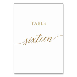 Elegant Gold Calligraphy Table Number Sixteen